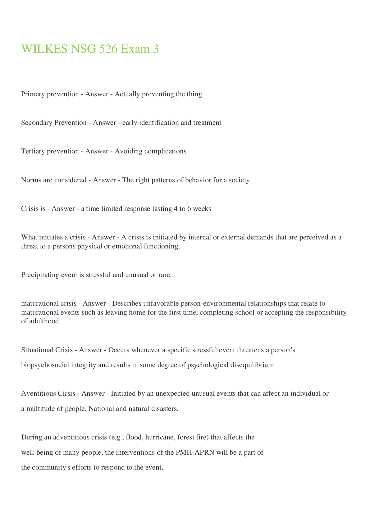 Preview image for WILKES NSG 526 Exam 3 Questions With Answers 2022